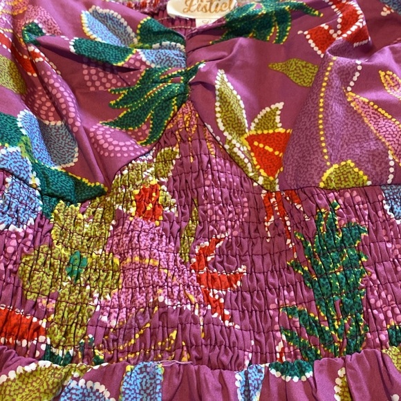 NWT Listicle Floral Puff Sleeve Tiered Smocked Maxi Poplin Cotton Dress LARGE - Picture 13 of 17